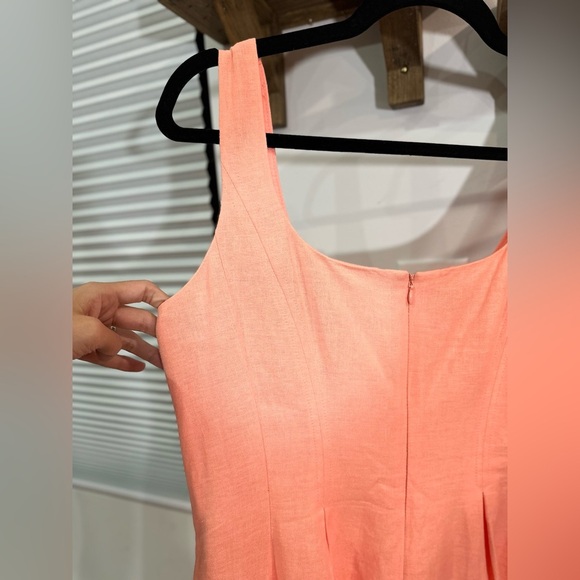 Nine West Linen Blend Coral Gold Stamped Design Pocket Dress 8 - Picture 5 of 11